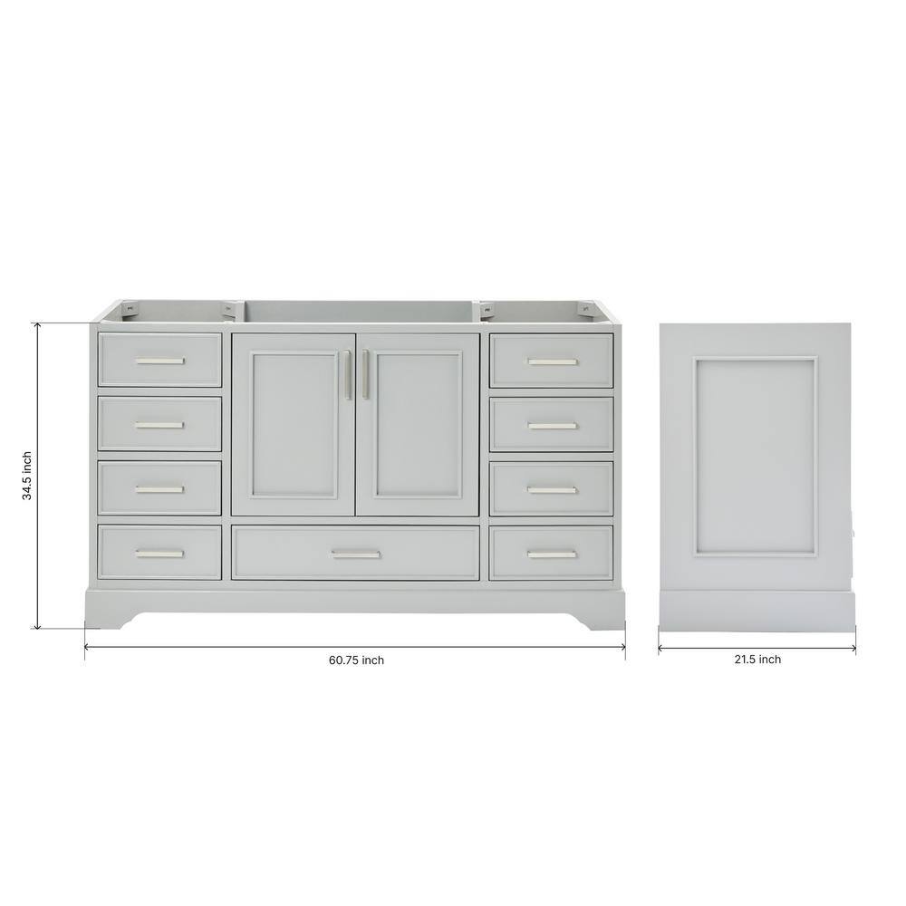 Stafford 61" Gray Hardwood Single Freestanding Vanity Cabinet