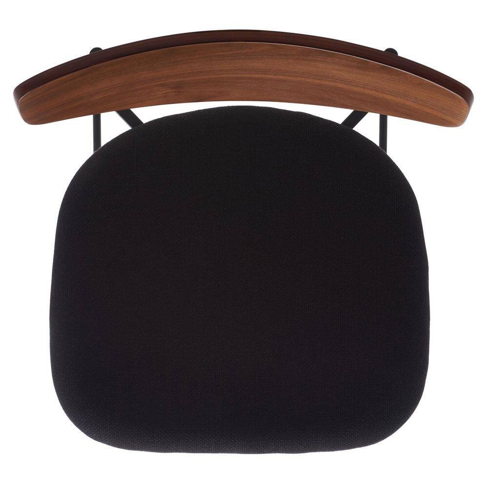 Retro-Chic Walnut & Black Leather Saddle Style Counter Stool
