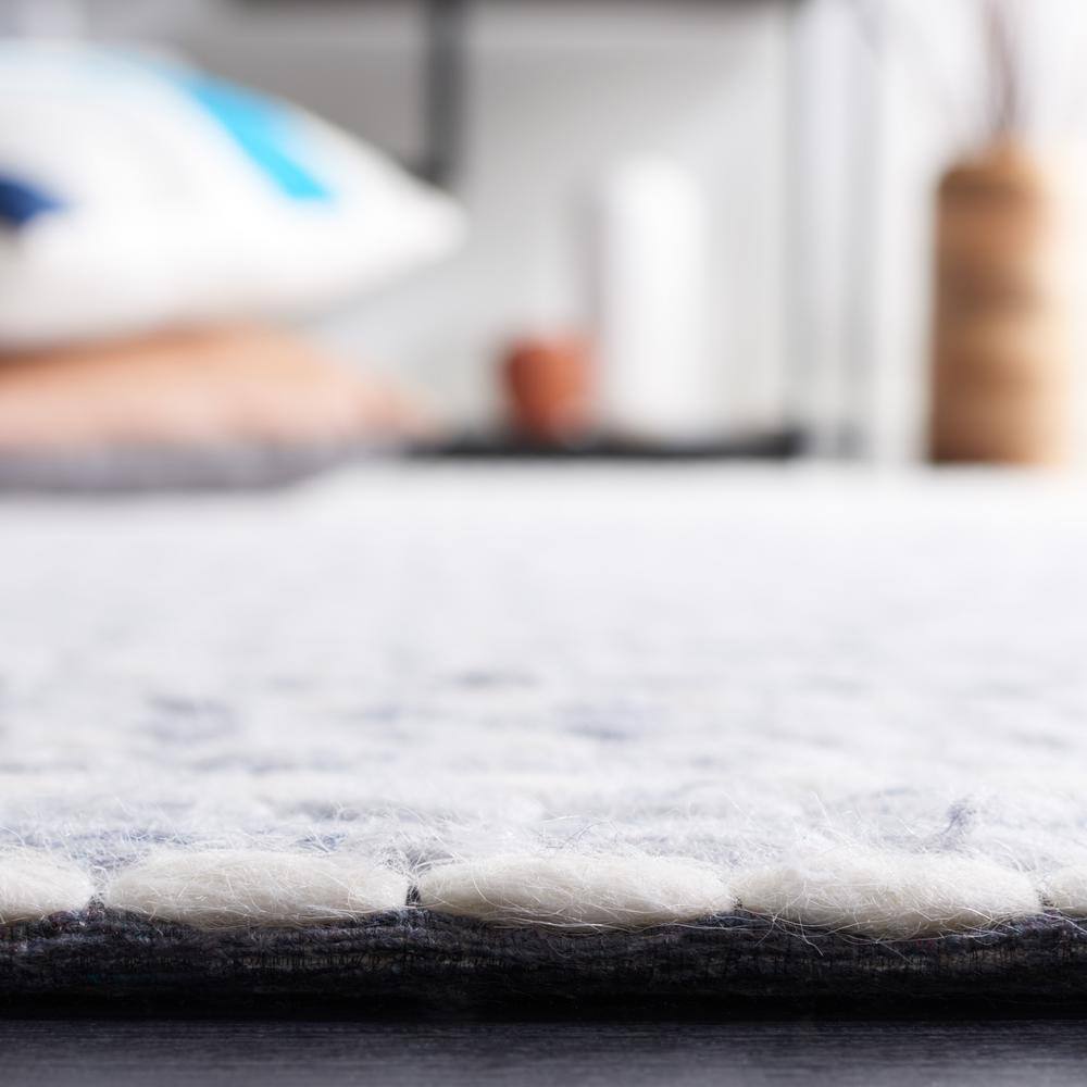 Ivory and Blue Flat Woven Wool Area Rug, 8' x 10'