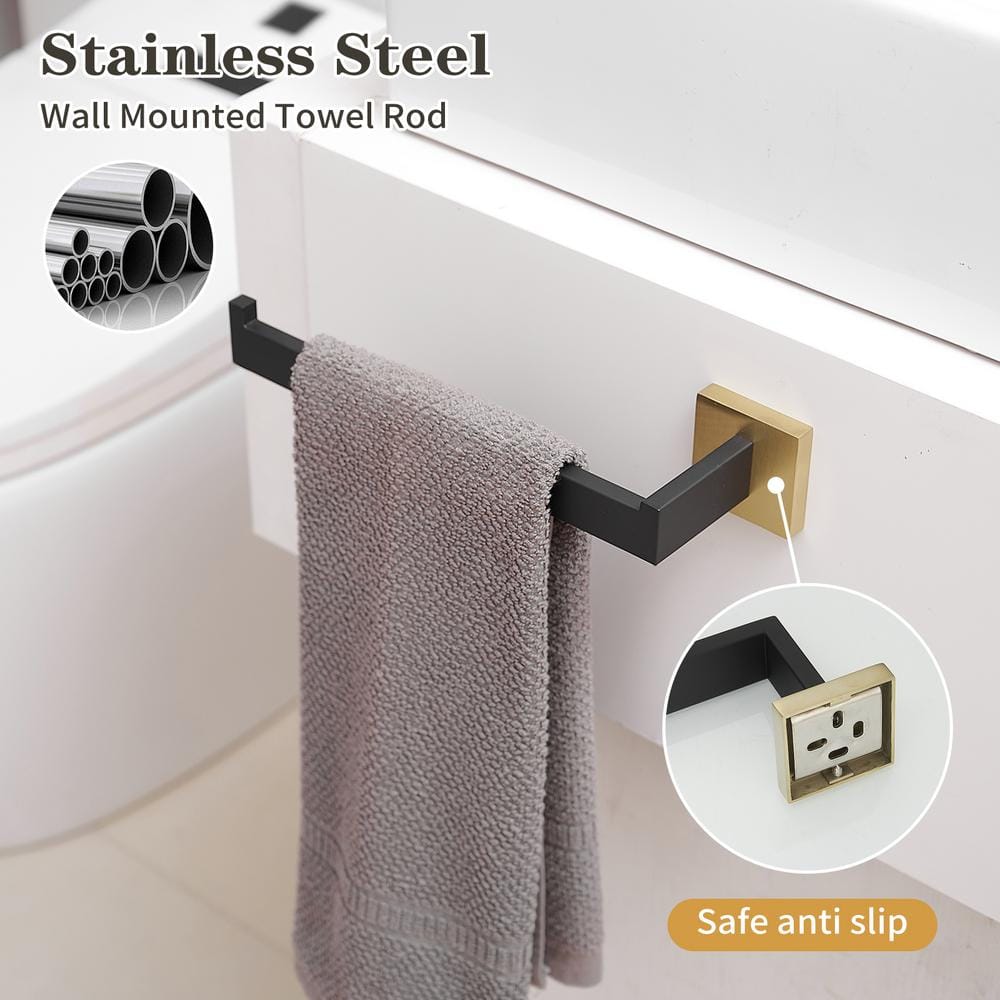 Antique Brass and Black 4-Piece Bathroom Hardware Set