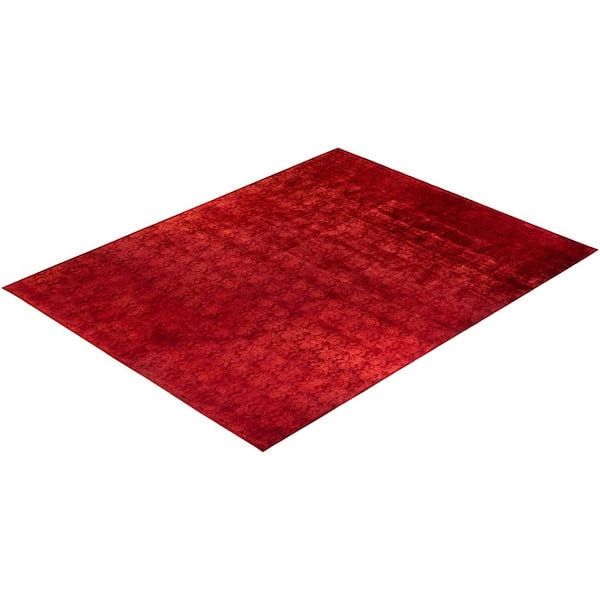 Overdyed Red 12 ft. x 18 ft. Solid Wool Indoor Area Rug