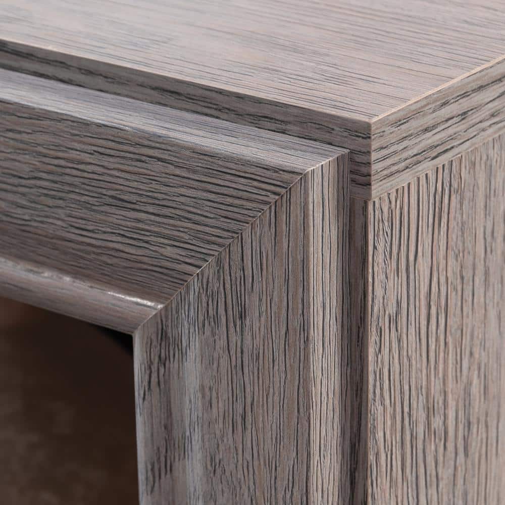 Gray Ashen Oak L-Shaped Computer Desk with Drawer and Filing Cabinet