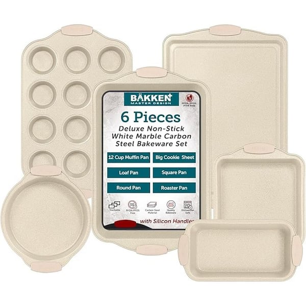 BakkenMaster 6-Piece Bakeware Set-White Marble