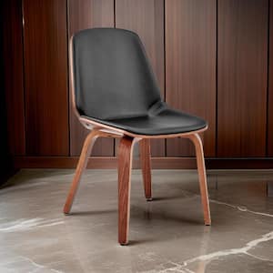 Black Leather Wooden Frame Dining Chair