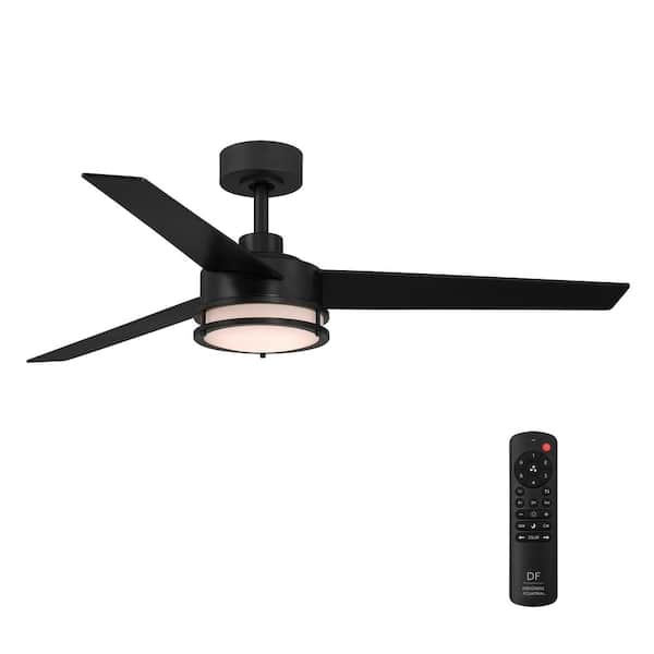 Designers Fountain Cassini 52 in. Smart Indoor/Covered Outdoor Matte Black Modern Adjustable White and RGB Ceiling Fan Light with Remote