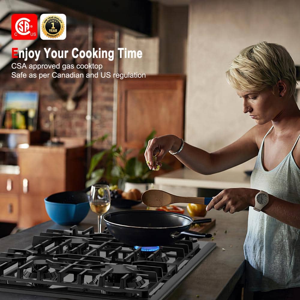 30-Inch Black Enamel 4-Burner Propane and Natural Gas Cooktop