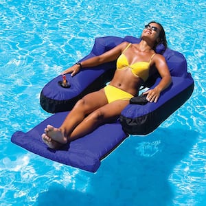 Water Pool Lounger Chair Float Raft Swimming Seat Adult Inflatable Arm 37x32in for sale online 