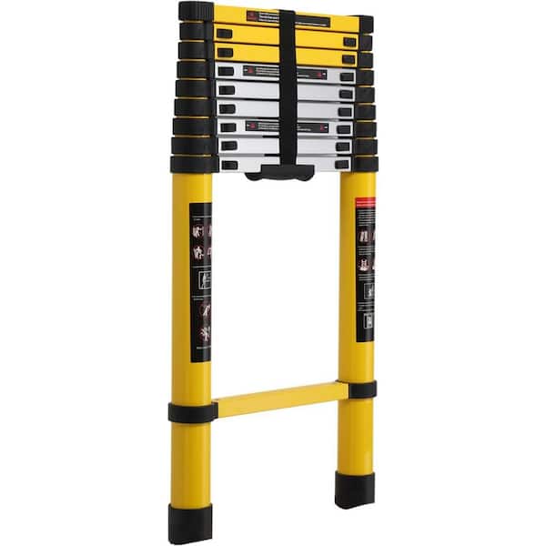 12.5 ft. Aluminum Telescoping Ladder Lightweight Folding Extension 330 lbs. Capacity Multi Purpose for Outdoor Work