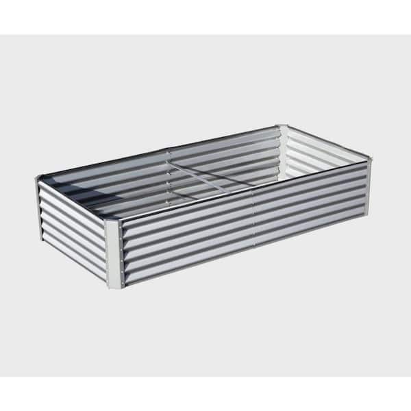 8 x 4 x 1.5 ft. Galvanized Outdoor Large Metal Planter Box for Flowers, Silver Raised Beds Steel