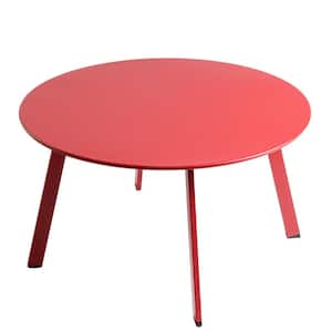Red Round Steel Outdoor Coffee Table