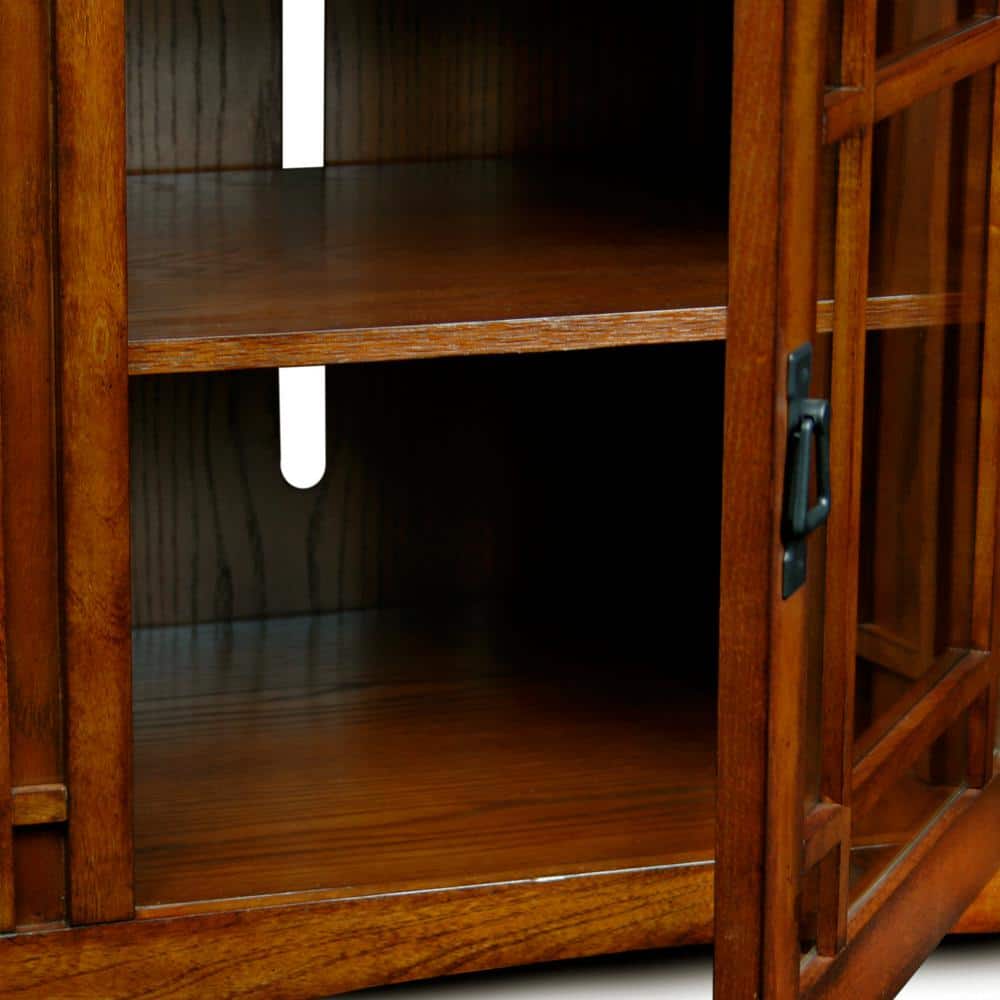 Mission Oak 46" Corner TV Stand with Glass Door Cabinet