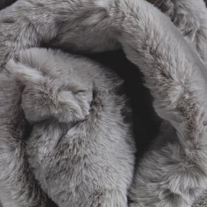 Opal Crest Modern Glam Faux Fur Solid Shag Grey 31 in. Heart Area Rug