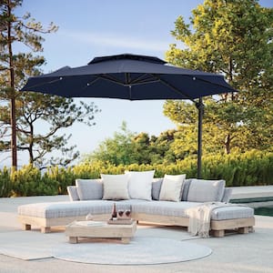 11 ft. Round Patio Cantilever Umbrella With Cover in Navy