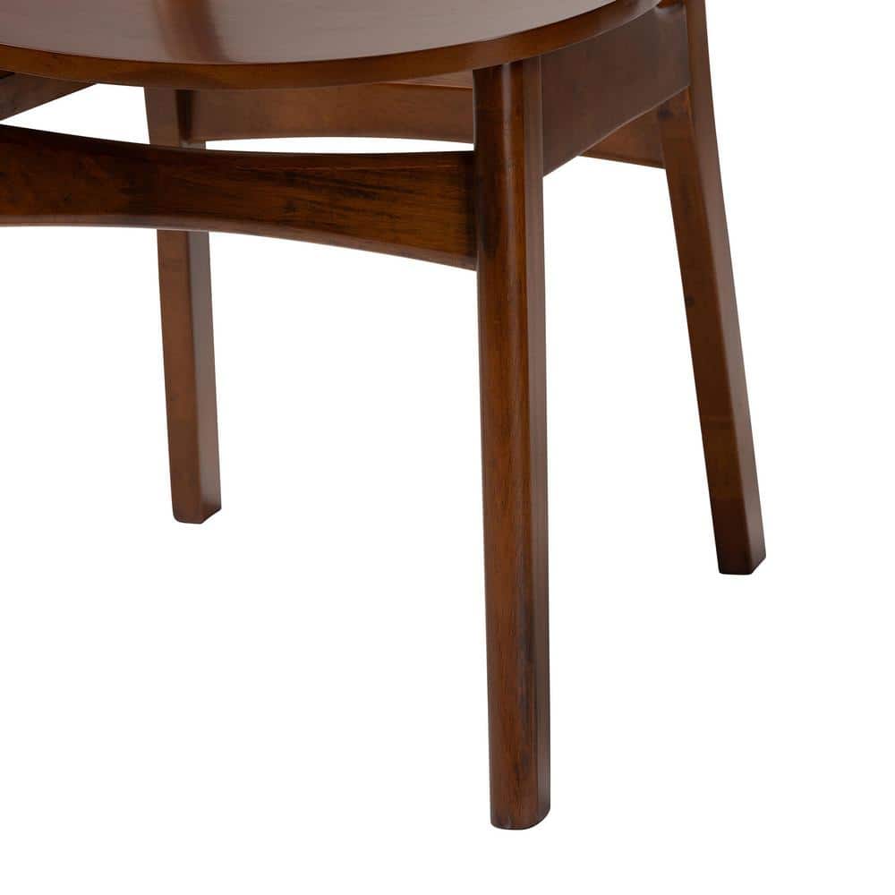 Mid-Century Walnut Brown Wood and Woven Rattan Dining Set