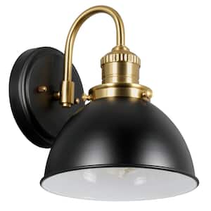 Savannah 9.5 in. 1-Light Matte Black Indoor Dimmable Farmhouse Wall Sconce Light