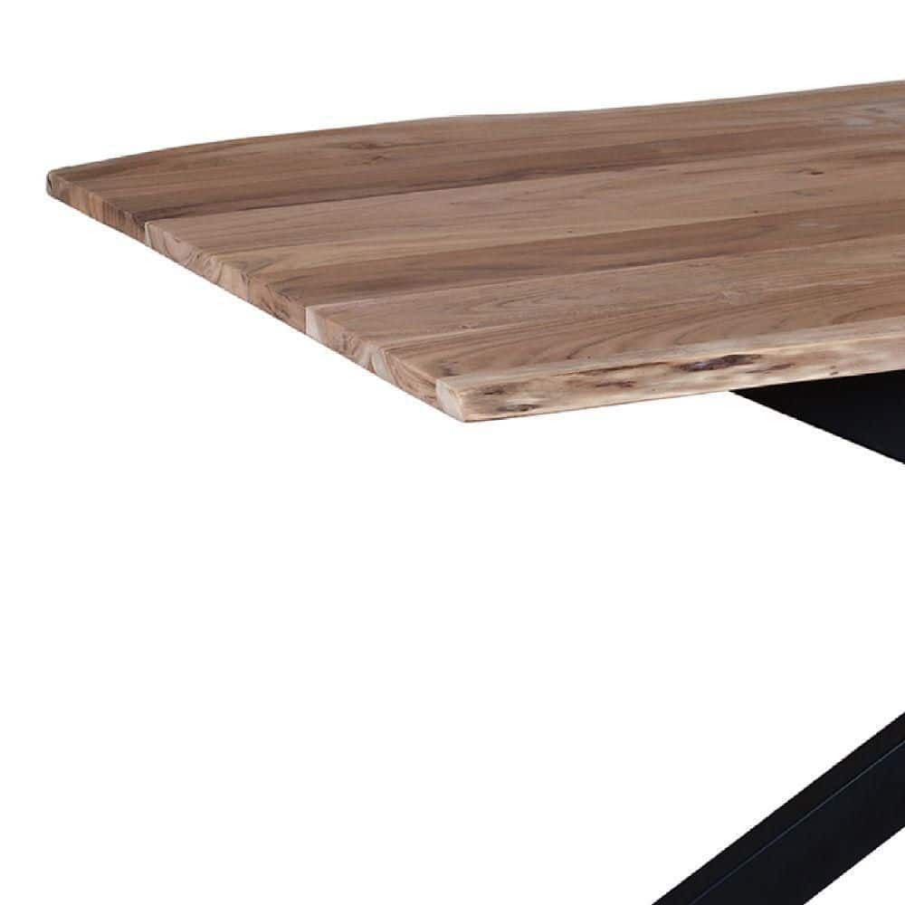 79" Rectangular Live Edge Mango Wood Dining Table with Black Crossed Legs