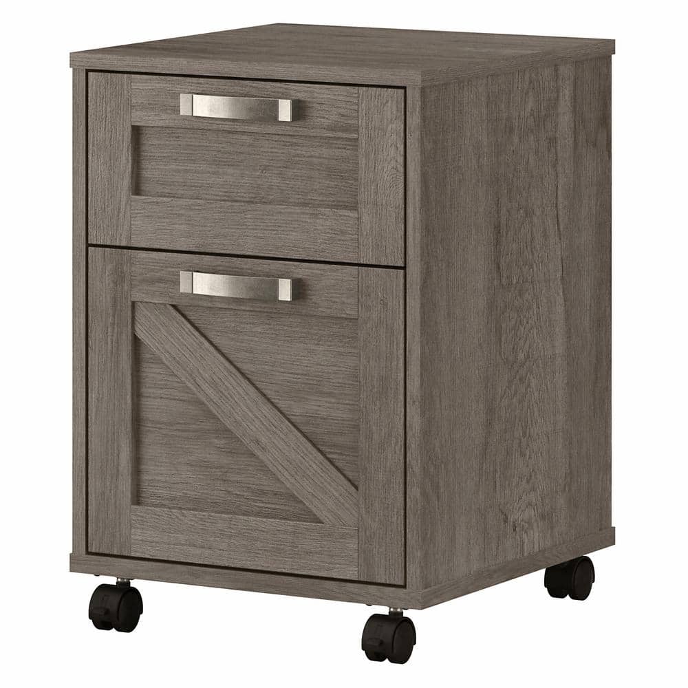 Restored Gray 2-Drawer Mobile Filing Cabinet with Lockable Casters