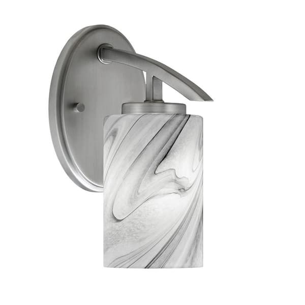 Unbranded Siena 1-Light Graphite Downlight Wall Sconce with Onyx Swirl Glass Shade