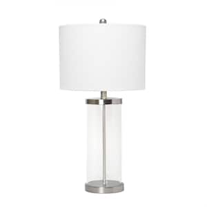 27.50 in. Entrapped Glass Table Lamp with White Fabric Shade