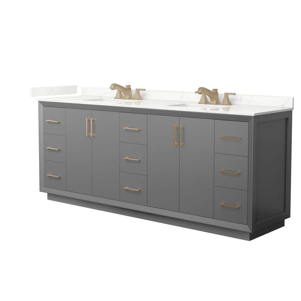 Strada 84 in. W x 22 in. D x 35 in. H Double Bath Vanity in Dark Gray with Giotto Quartz Top price history on PriceWatchPro
