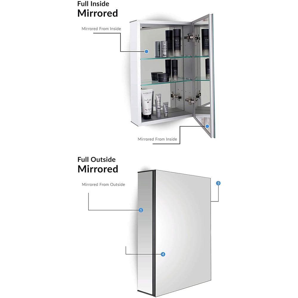 Sleek Aluminum 24" x 30" Bathroom Medicine Cabinet with Mirrored Interior
