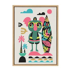 Sylvie "Mid Century Modern Surf Koala" by Rachel Lee Framed Canvas Wall Art 24 in. x 18 in.