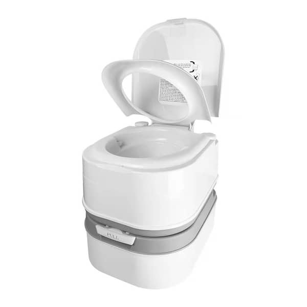 Non-electric 6.4 Gal. Composting Capacity Cassette Toilet System Double Seal Anti-Leak Portable Gray