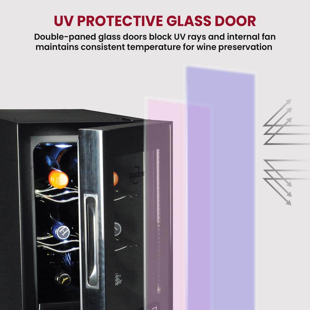 Black Thermoelectric Freestanding Dual Zone Wine Cooler with Interior Lighting