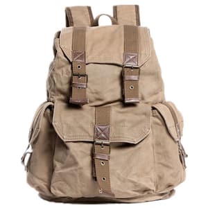 20 in. Khaki Large Sport Washed Canvas Backpack