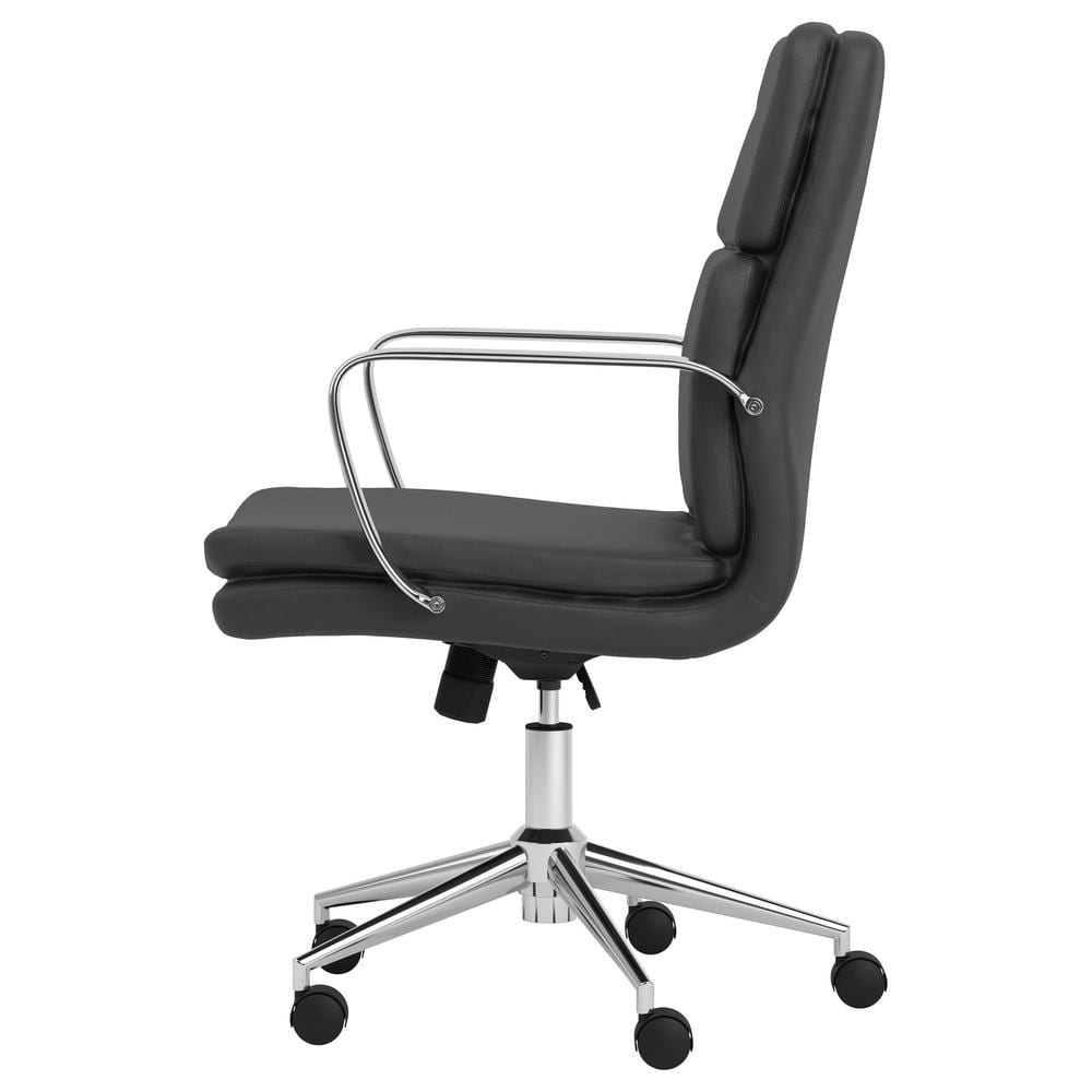 Ximena Transitional Black Leatherette and Chrome Desk Chair