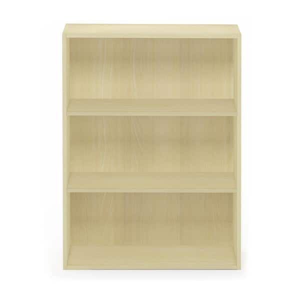 Furinno 31.5 in. Maple Wood 3-Shelf Etagere Bookcase with Storage