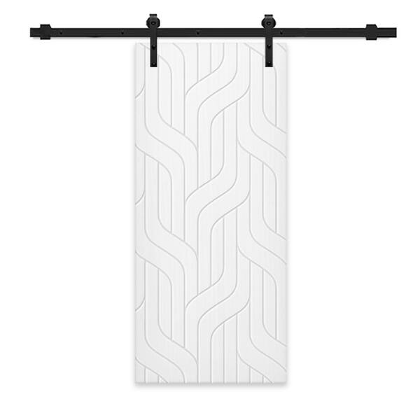 CALHOME 42 in. x 84 in. White Painted Composite MDF Paneled Interior Sliding Barn Door with Hardware Kit