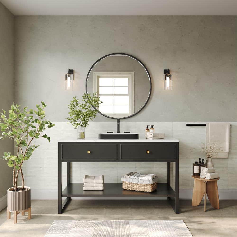 DeerValley Ally 19'' x 12'' Drop-In Bathroom Sink Semi-Recessed Vessel Sink Rectangular Above Counter Basin