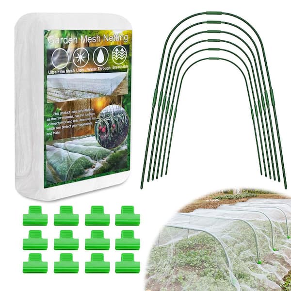 EAGLE PEAK Garden Netting Kit with 8 x 20 ft Mesh Plant Cover, 6 Packs