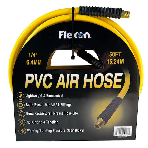 Flexon 1/4 in. x 50 ft. PVC Air Hose with Solid MNPT Fittings