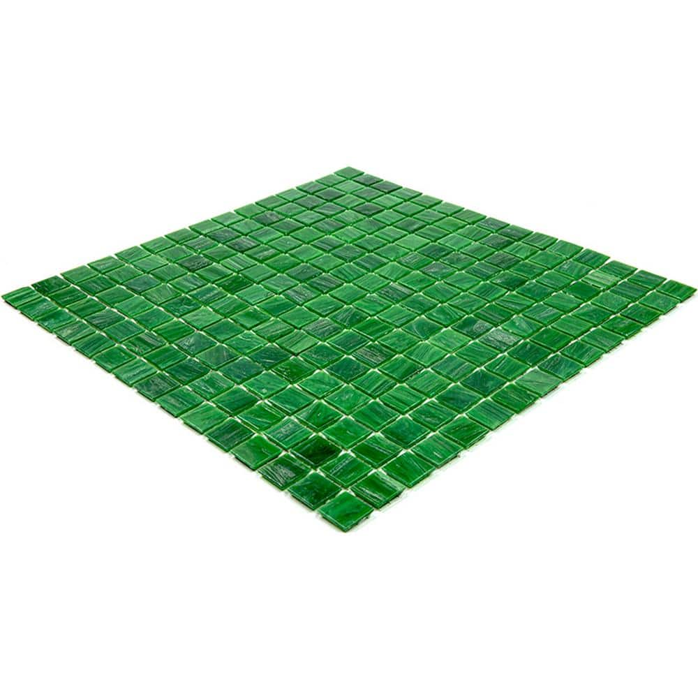 Kelly Green 12" x 12" Glossy Glass Mosaic Tile