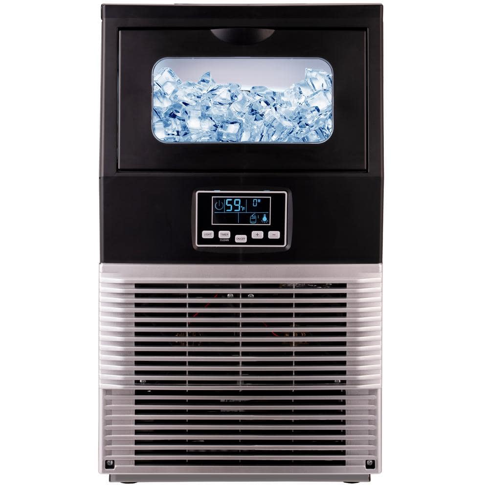 13.6 in. 66 lb. Freestanding Ice Maker in Stainless Steel, Silver