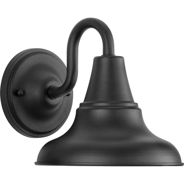 Progress Lighting District 1-Light Textured Black Hardwired Outdoor Wall Lantern Sconce Farmhouse Coastal
