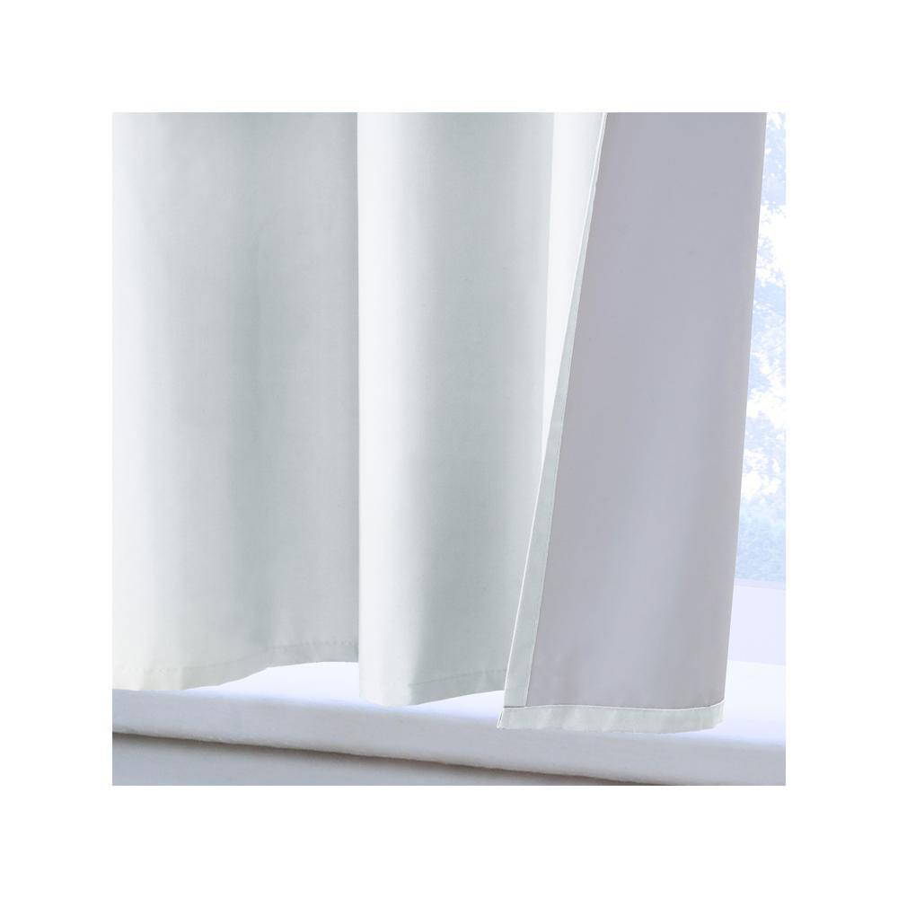 White Polyester Blackout Rod Pocket Curtain Set for Kids, 63 in