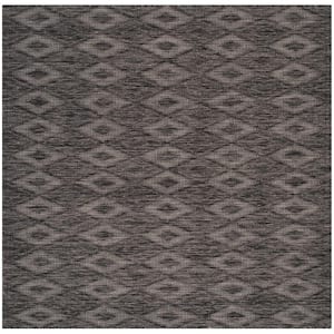 Courtyard Black 7 ft. x 7 ft. Square Solid Indoor/Outdoor Patio  Area Rug