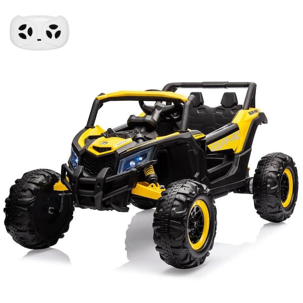 24V Ride-On UTV: Remote Control, 200W Motor, Spring Suspension, Music, LED Lights, for Boys and Girls-Yellow