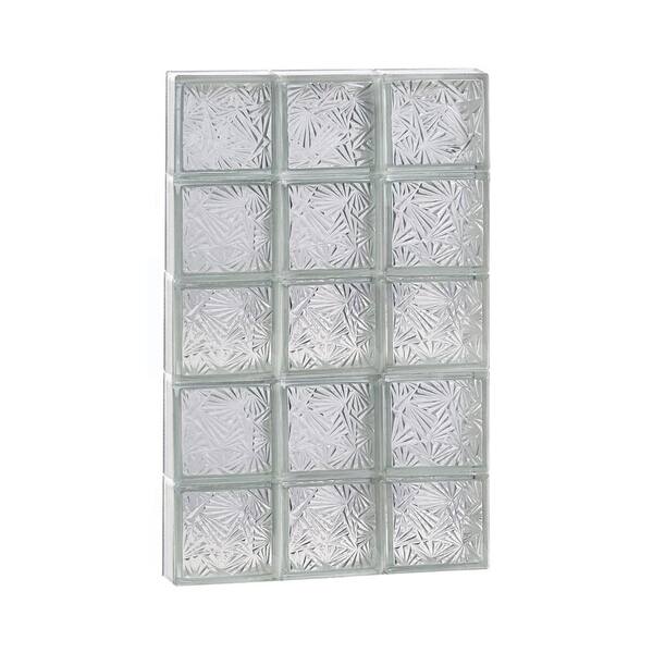 Clearly Secure 22.5 in. x 37.5 in. x 3.125 in. Metric Series Cuneis Pattern Frameless Non-Vented Glass Block Window