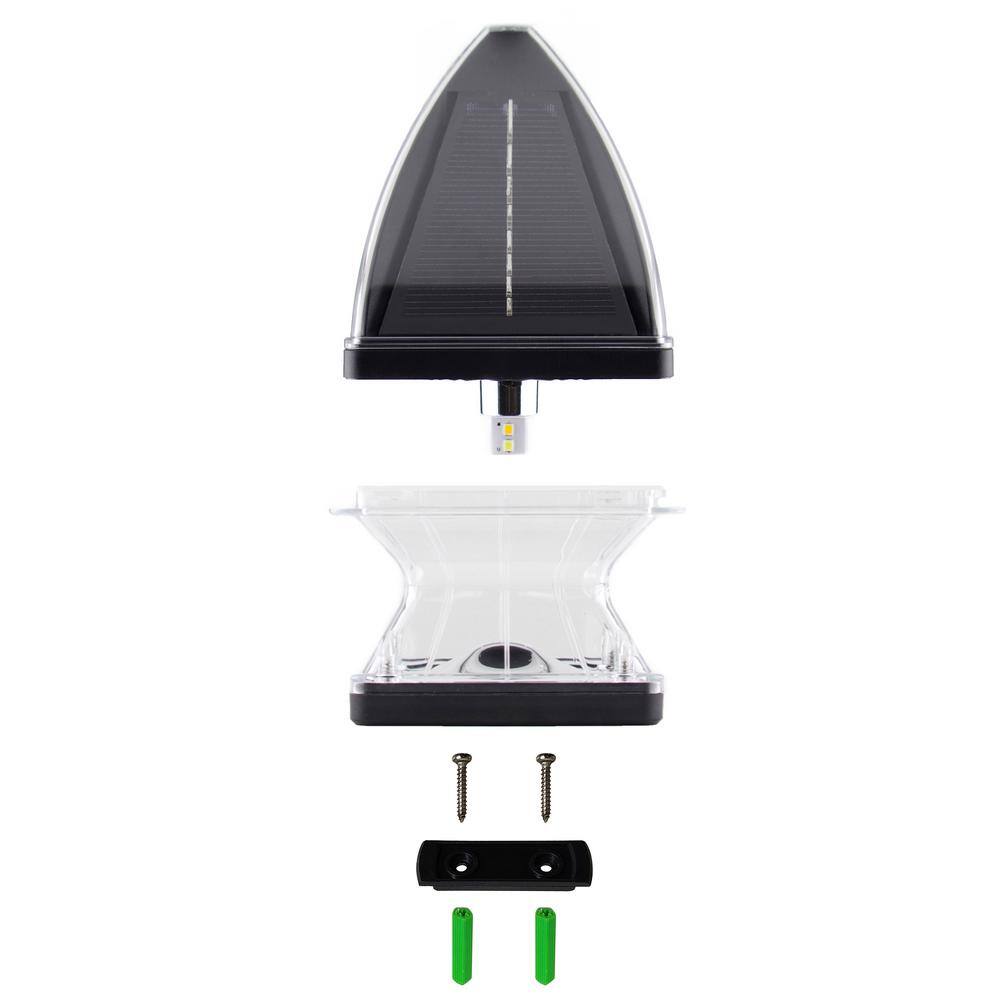 Black Resin Solar LED Post Cap Lights with Dusk to Dawn, 2-Pack