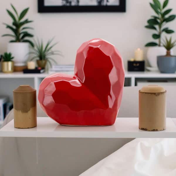 Liv & Skye Red 8 in. x 8 in. Ceramic Heart Sculpture 13216-11