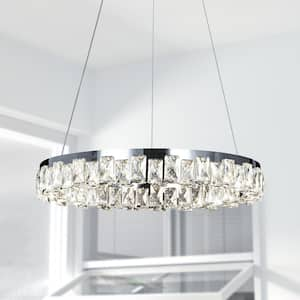 Jefferson 1-Light Clear/Chrome Unique Integrated LED Chandelier with Crystal Accents