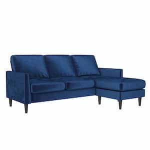 Winston Blue Velvet 3-Seat L-Shaped Sofa Sectional