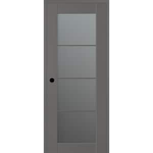 Vona 36 in. x 84 in. Right-Handed 4-Lite Frosted Glass Gray Matte Composite DIY-Friendly Single Prehung Interior Door