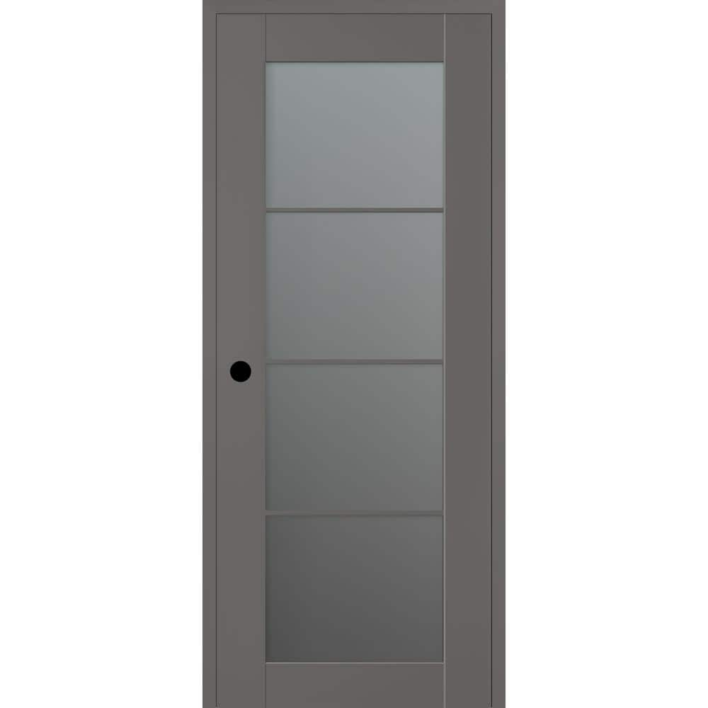 Belldinni Vona 32 In. X 96 In. Right-Handed 4-Lite Frosted Glass Gray ...