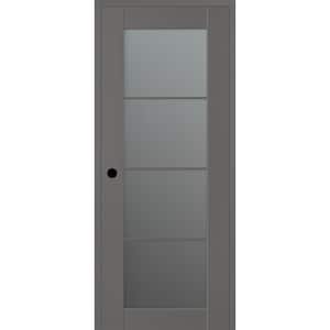 Vona 32 in. x 84 in. Right-Handed 4-Lite Frosted Glass Gray Matte Composite DIY-Friendly Single Prehung Interior Door