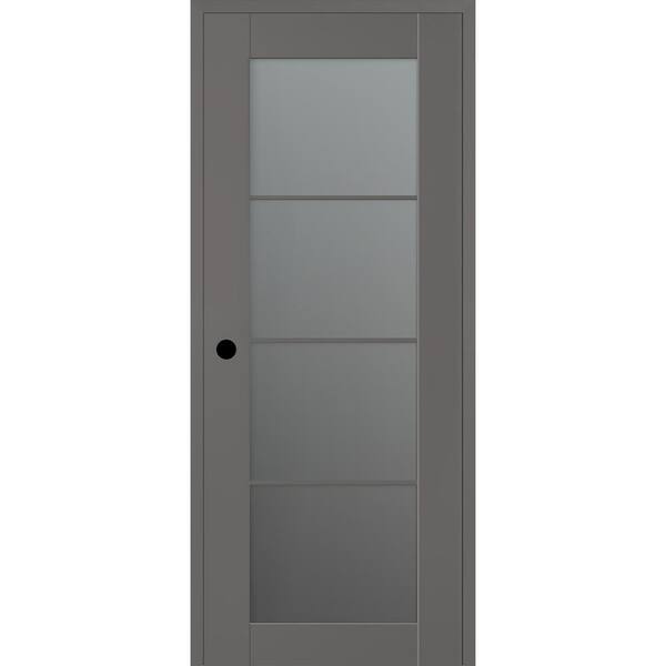 Belldinni Vona 32 in. x 84 in. Right-Handed 4-Lite Frosted Glass Gray Matte Composite DIY-Friendly Single Prehung Interior Door